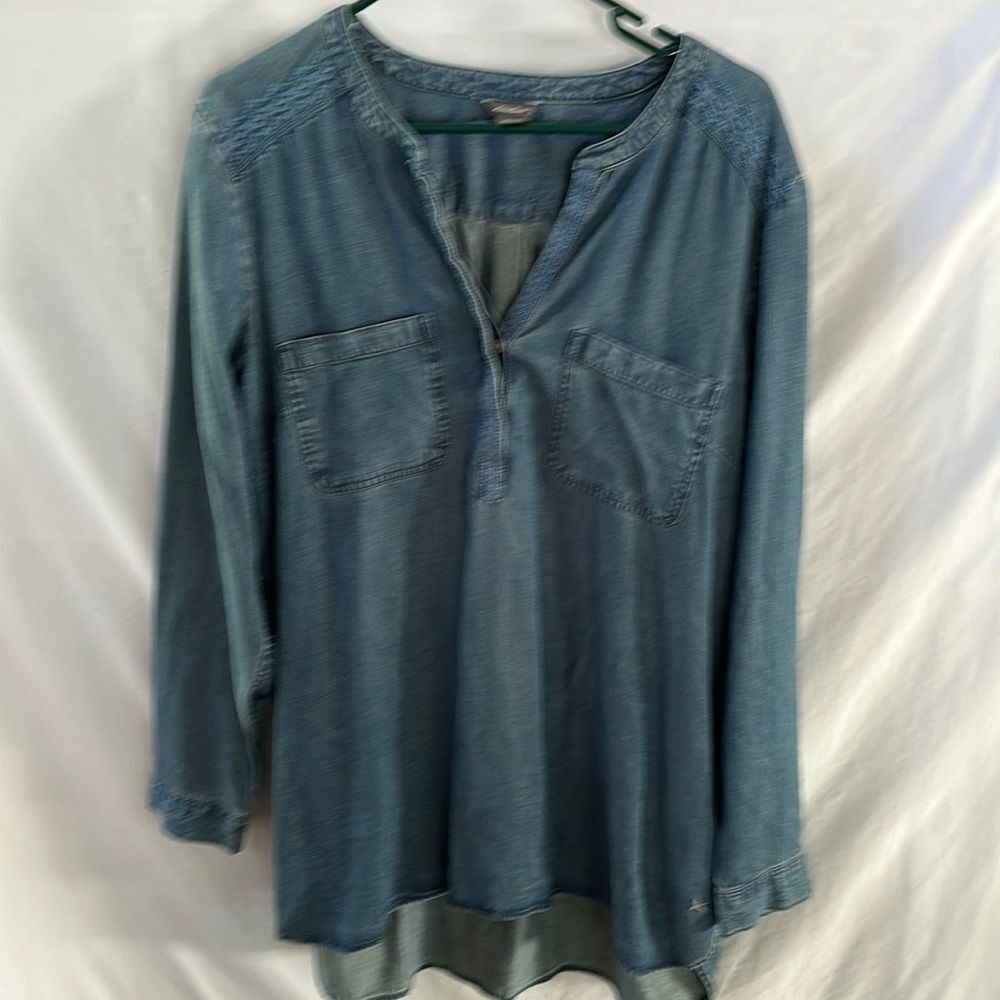 Eddie Bauer denim split neck tunic